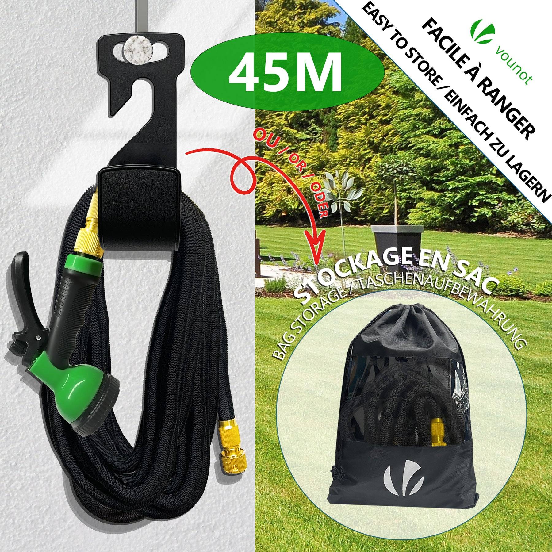 Tuyau d’Arrosage Extensible 45m Renforce avec Accessoires noir - Image 5