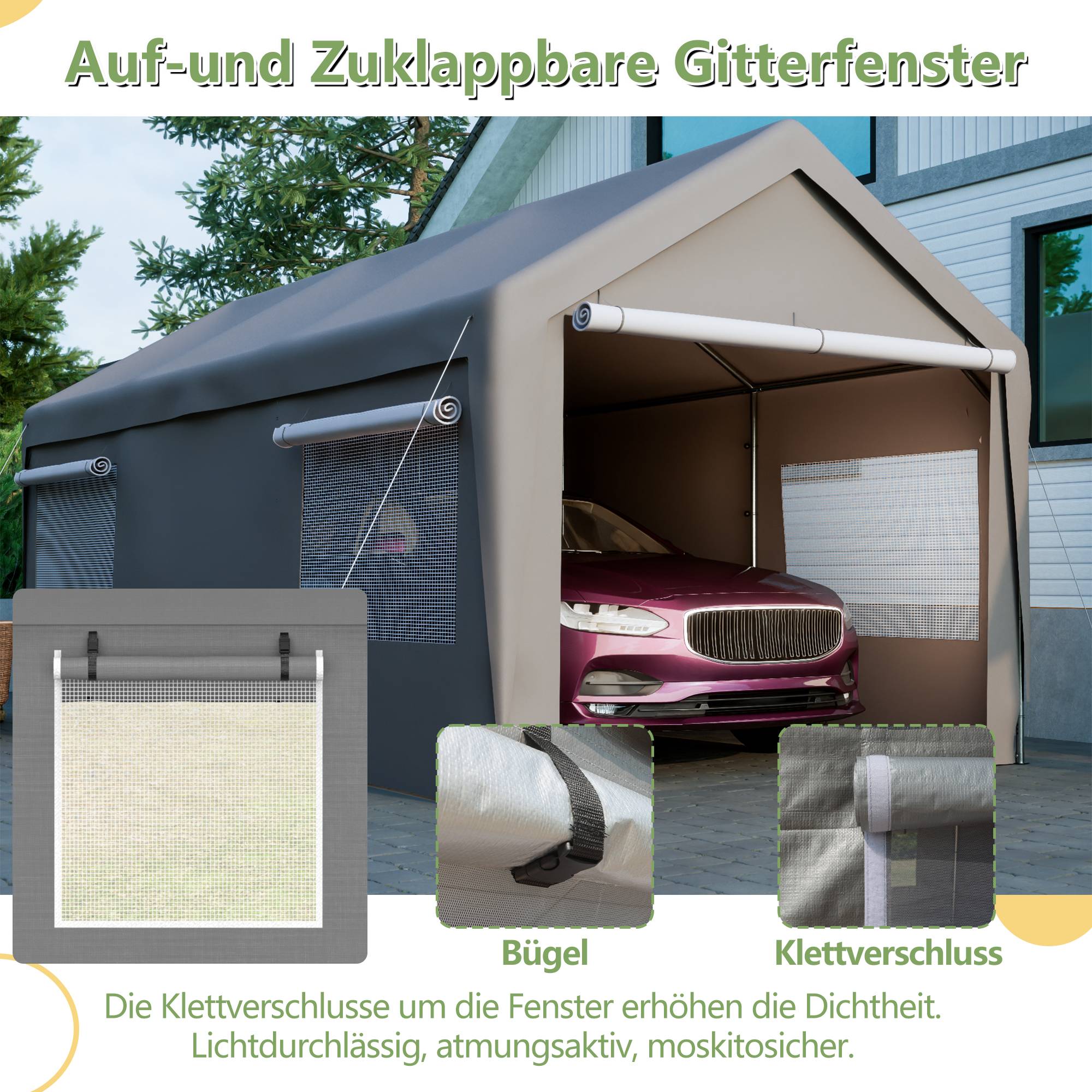Tente de Garage Carport Acier pour Voiture et Bateau Abri Stockage Hivernal Gris 3x6m - ComfortXL Outdoor Living - Image 5