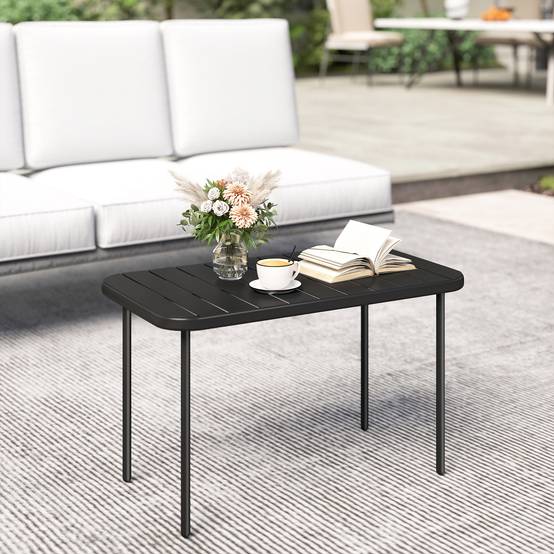 Sans Marque - Beistelltisch Rechteckig Balkontisch Stahl pflegeleicht Balkon Garten Terrasse Véranda 90x50x43 cm Noir - Image 4