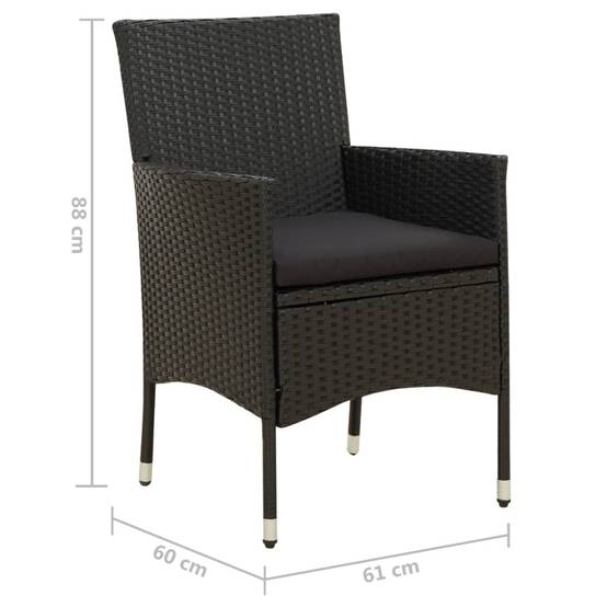 Chaises de jardin résine tressée noir 61 x 60 x 88 cm - PANGIVO - Image 7