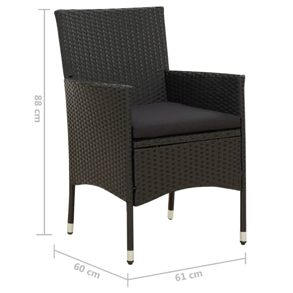 Chaises de jardin résine tressée noir 61 x 60 x 88 cm - PANGIVO - Image 7