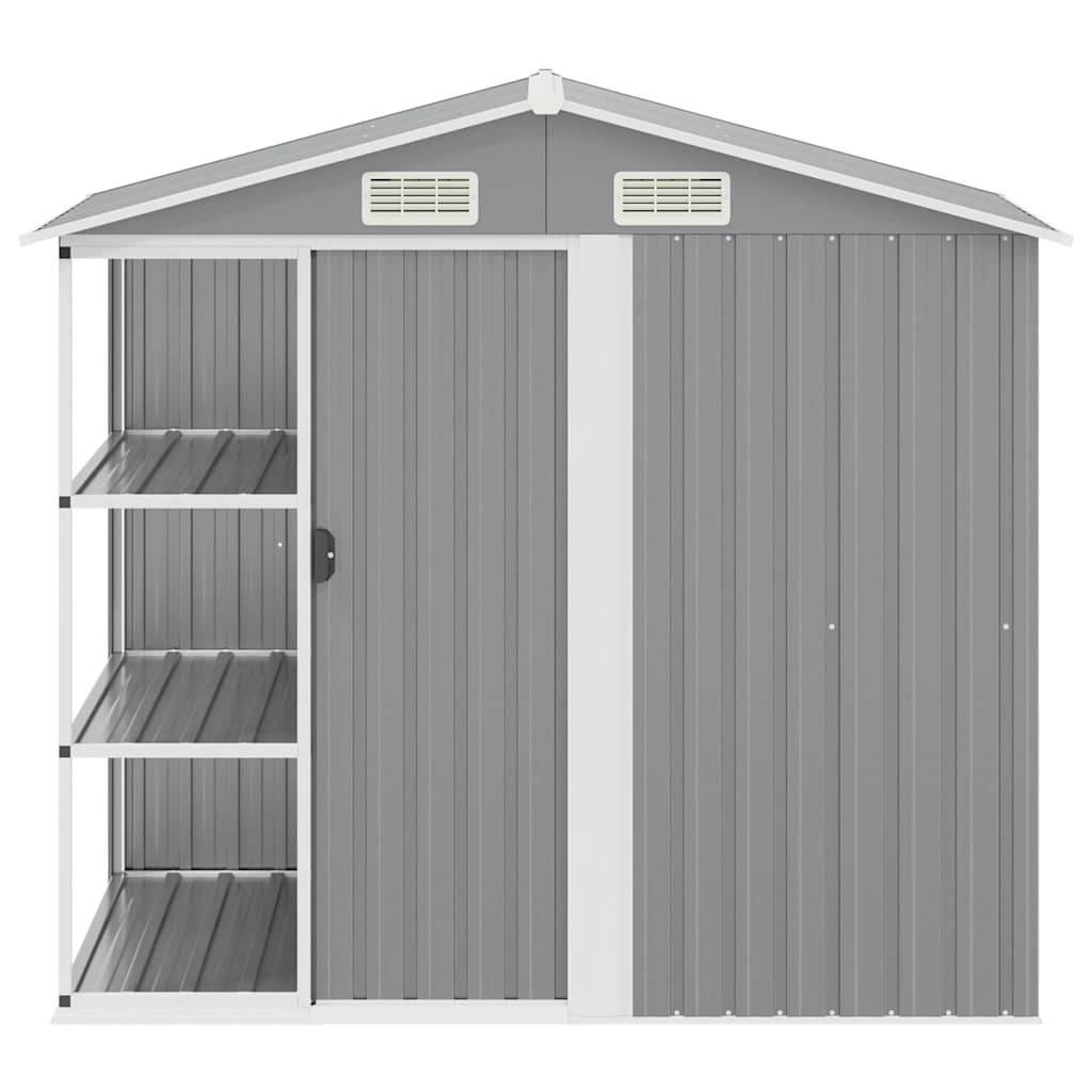 PANGIVO - Abri de jardin avec étagère - Fer galvanisé - Gris clair - 205x130x183 cm - Surface au sol 2,28m² - PANGIVO - Image 4