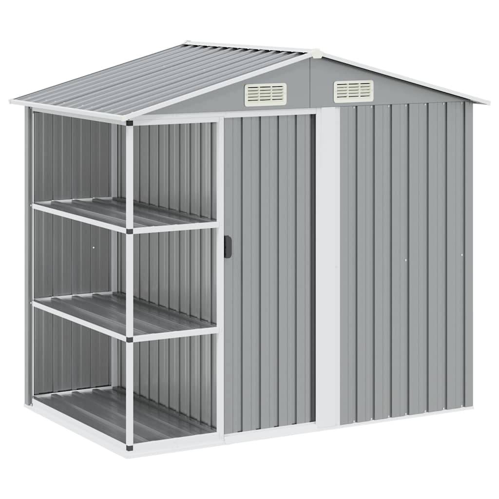 PANGIVO - Abri de jardin avec étagère - Fer galvanisé - Gris clair - 205x130x183 cm - Surface au sol 2,28m² - PANGIVO - Image 1