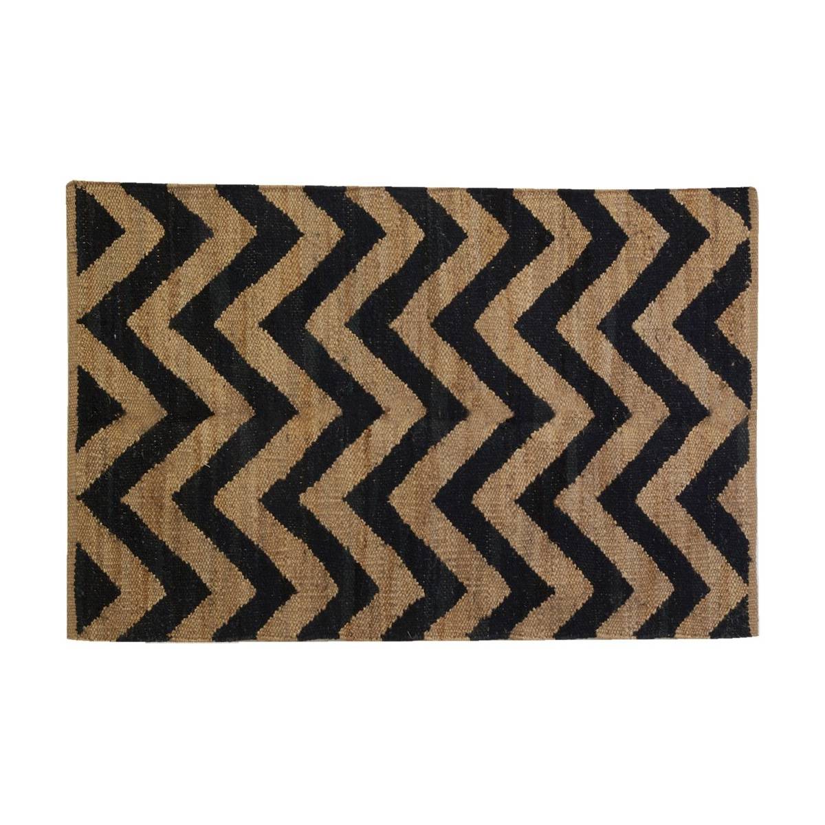 Aubry Gaspard - Tapis en jute naturel et noir graphique - Image 1