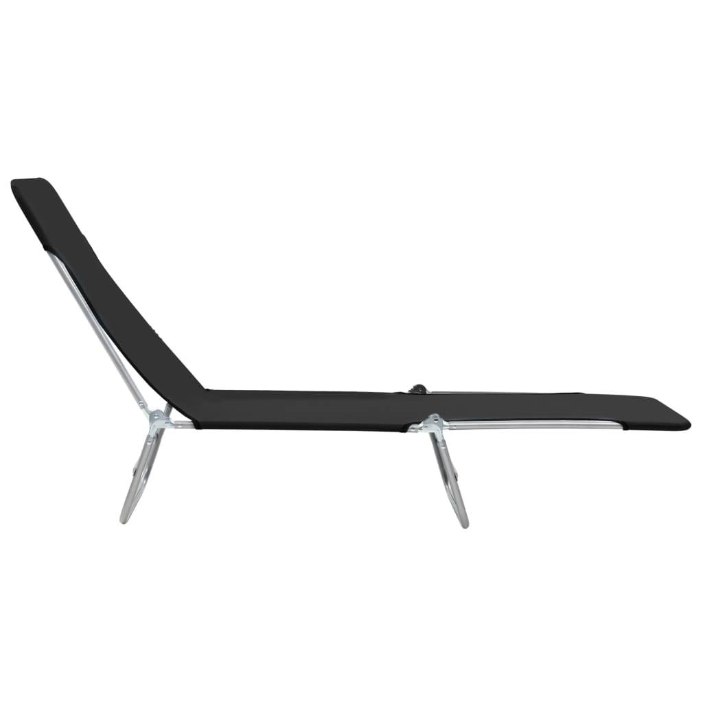 Helloshop26 - Chaises longues 182 cm pliables 2 pièces acier et tissu noir - Image 3