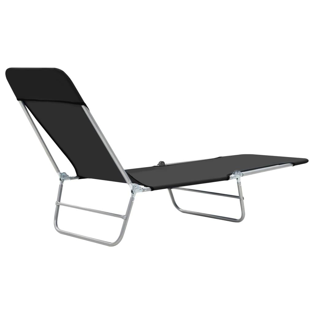 Helloshop26 - Chaises longues 182 cm pliables 2 pièces acier et tissu noir - Image 6
