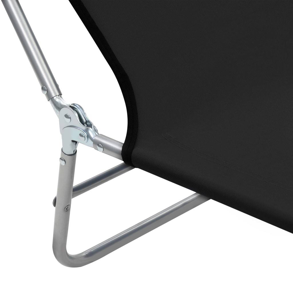 Helloshop26 - Chaises longues 182 cm pliables 2 pièces acier et tissu noir - Image 8