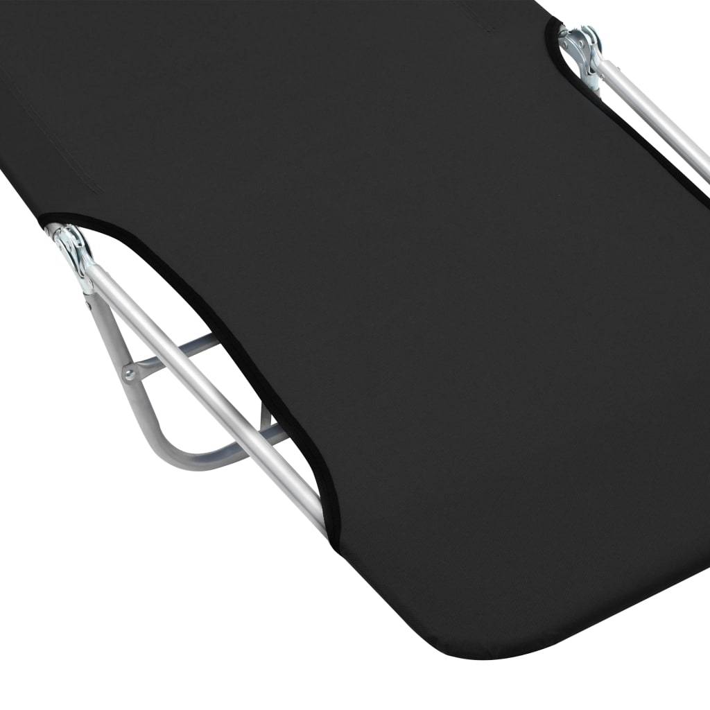 Helloshop26 - Chaises longues 182 cm pliables 2 pièces acier et tissu noir - Image 7