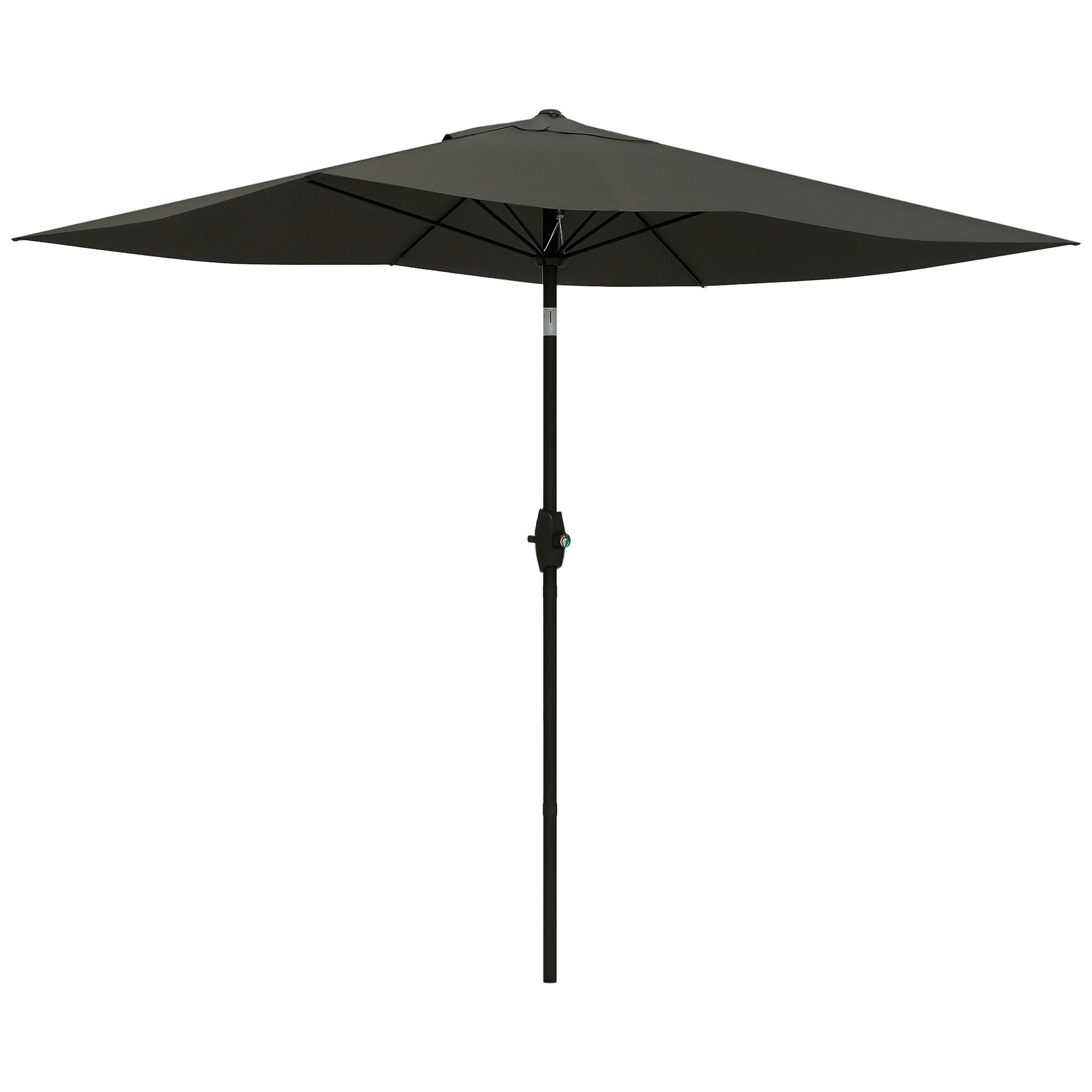 Outsunny - Parasol de jardin droit rectangulaire inclinable 2x3m avec manivelle toile polyester imperméable 180g/m² gris foncé - Outsunny - Image 1