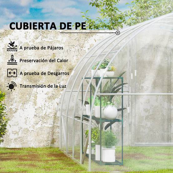 Serre Tunnel de Culture 12m² Acier avec 2 Portes Battantes et Toit Arqué 4x3x2 m - ComfortXL Outdoor Living - Image 6