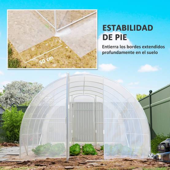 Serre Tunnel de Culture 12m² Acier avec 2 Portes Battantes et Toit Arqué 4x3x2 m - ComfortXL Outdoor Living - Image 8