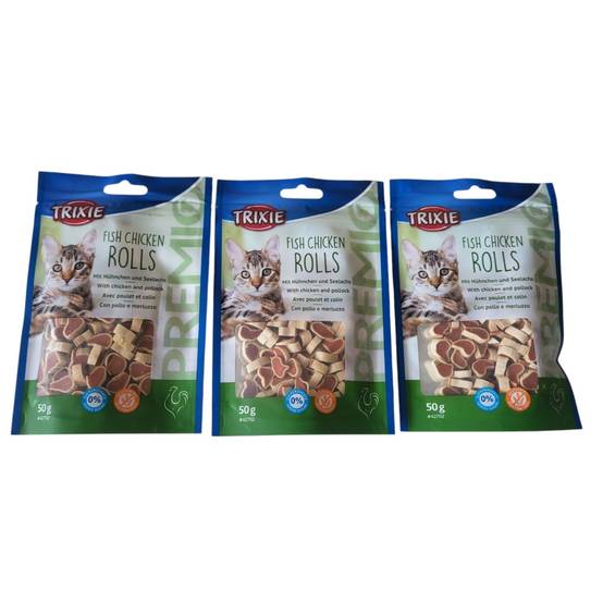 Trixie - Friandise rouleaux poulet et colin 50 gr (lot3) pour chat - Image 1
