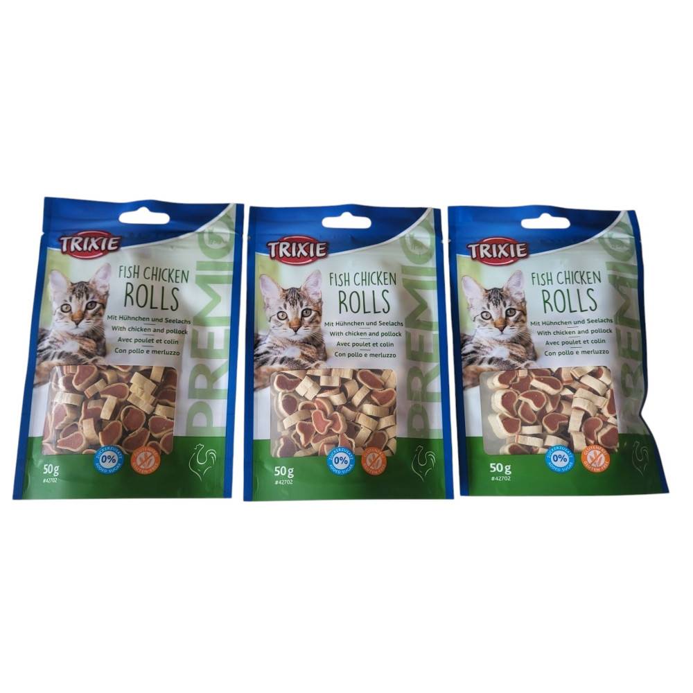 Trixie - Friandise rouleaux  poulet et colin 50 gr (lot3) pour chat - Image 1