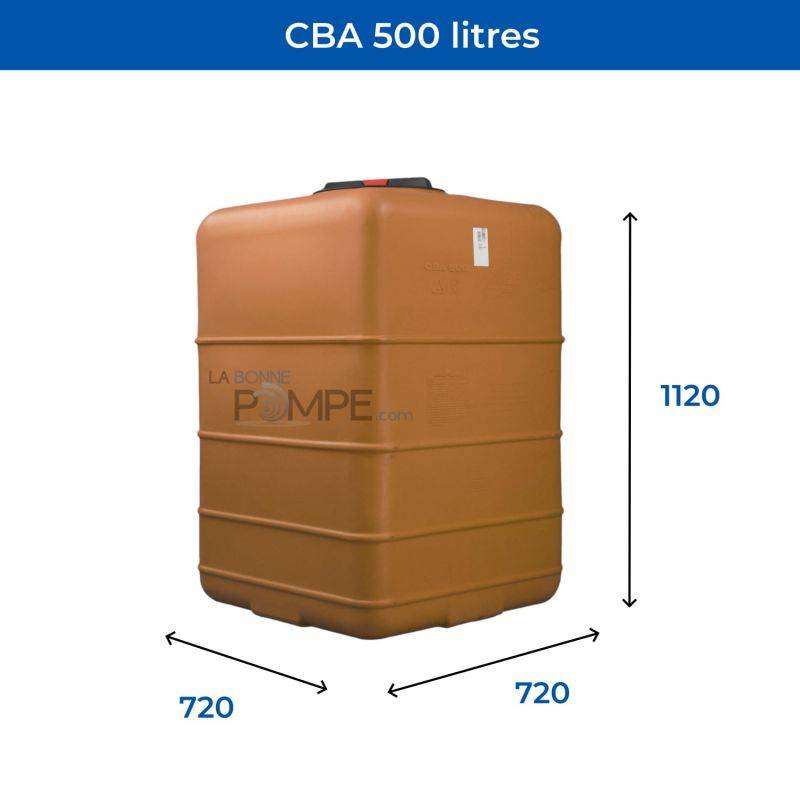 Cuve récupération eau de pluie 500L - Réservoir aérien cubique Terracotta - Polyéthylène - ELBI CBA - Image 2
