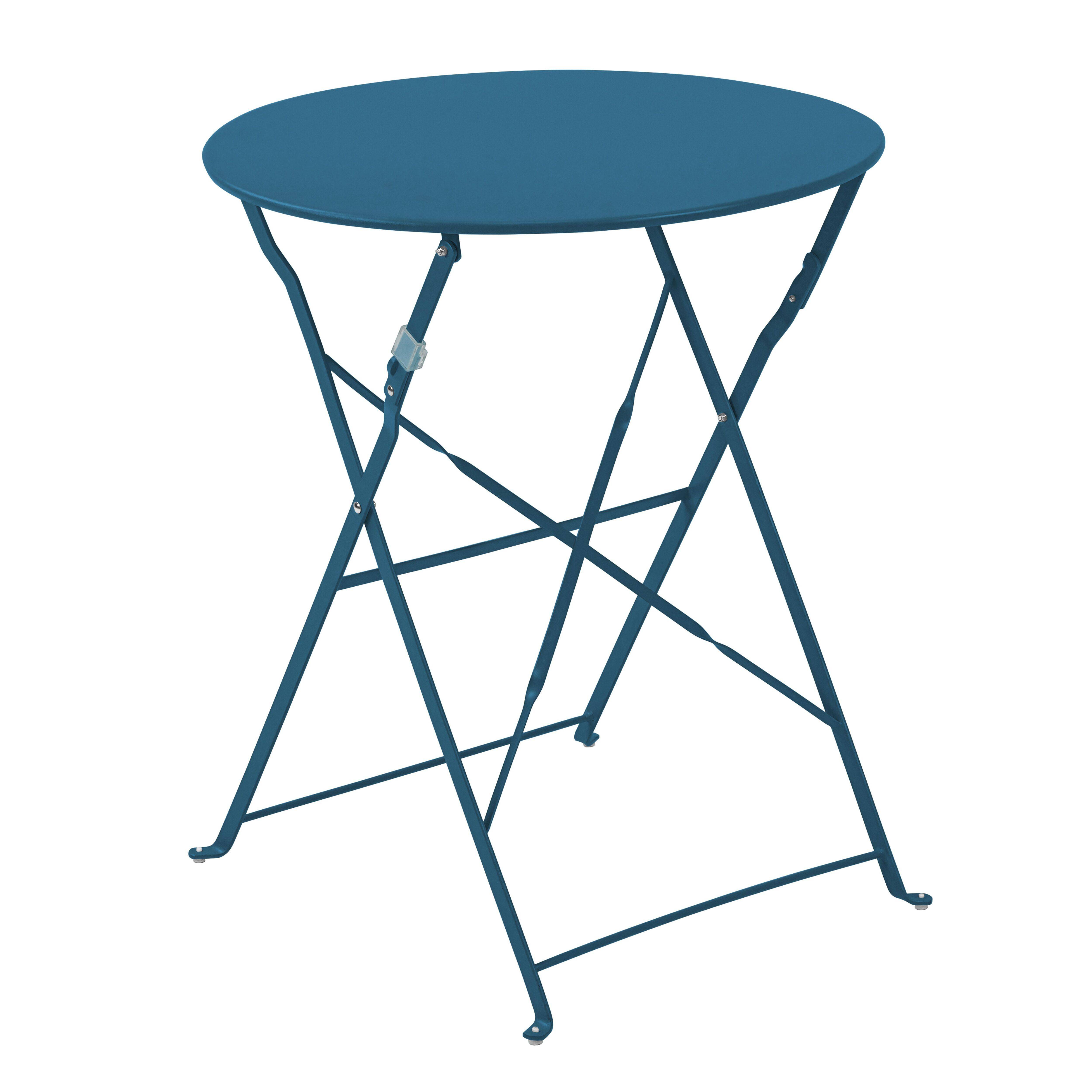 Oviala - Table de terrasse ronde pliante et 2 chaises pliantes bleu pacific Annecy - Oviala - Image 2