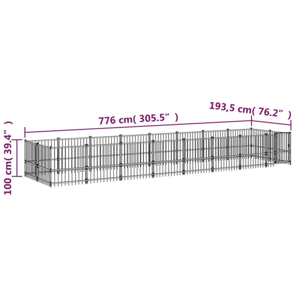 Vidaxl - Chenil d'extérieur pour chiens Acier 15,02 m² vidaXL 3124604 - Image 2