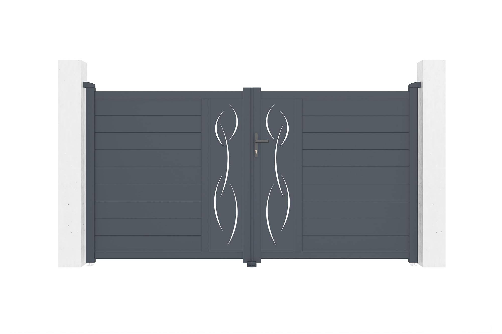 CASANOOV - Casanoov Portail battant 3m LIFE H.160 cm aluminium gris + Portillon 1m LIFE H.160 cm + 4 poteaux ELDA - Image 1