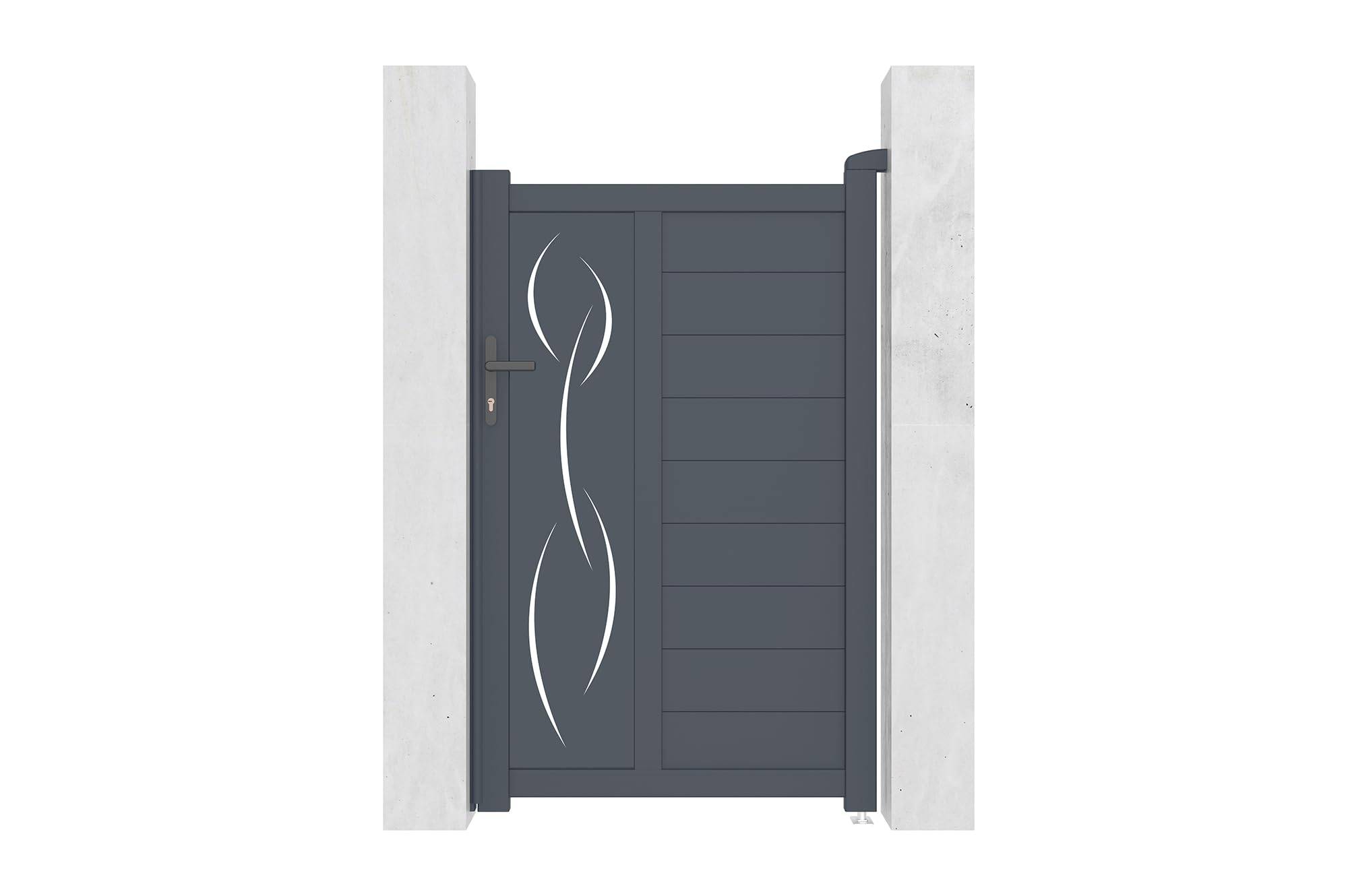 CASANOOV - Casanoov Portail battant 3m LIFE H.160 cm aluminium gris + Portillon 1m LIFE H.160 cm + 4 poteaux ELDA - Image 5