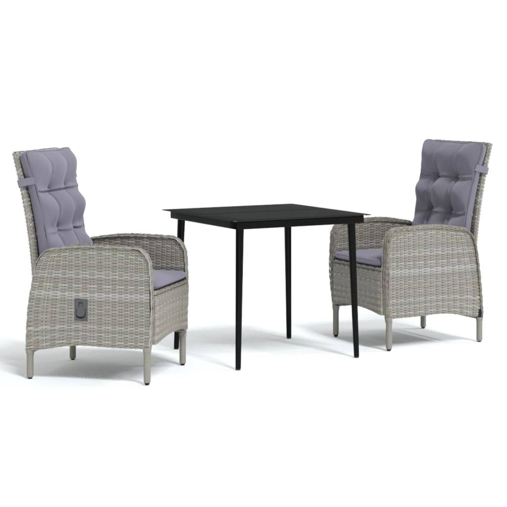 ComfortXL - Salon de Jardin 2 Personnes Résine Tressée Grise, 2 Chaises Ergonomiques et Table de Repas Carrée 80cm – ComfortXL Outdoor Living - Image 2