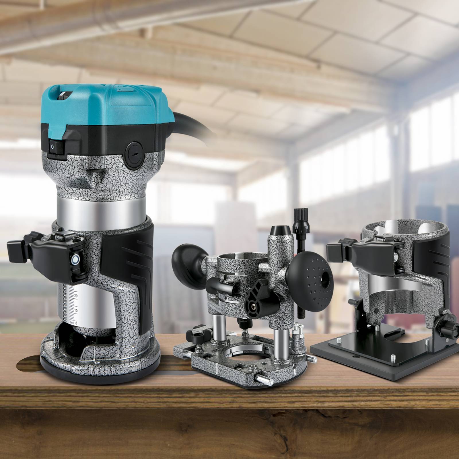Vevor - VEVOR Défonceuse électrique 710W avec 3 bases, 13000-33000 tr/min, mèches 6+8mm, pour travail du bois. - Image 8