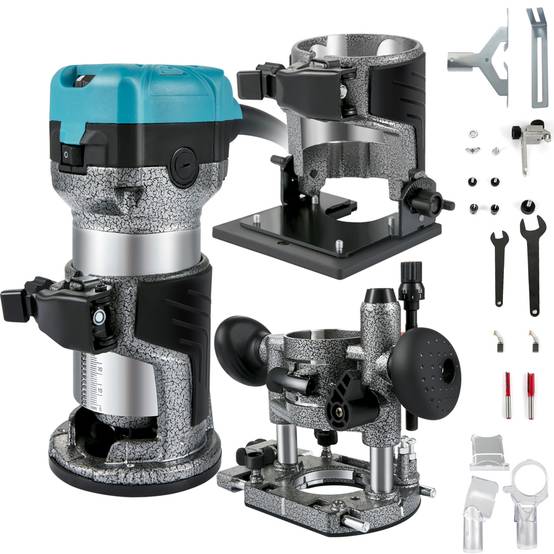 Vevor - VEVOR Défonceuse électrique 710W avec 3 bases, 13000-33000 tr/min, mèches 6+8mm, pour travail du bois. - Image 1