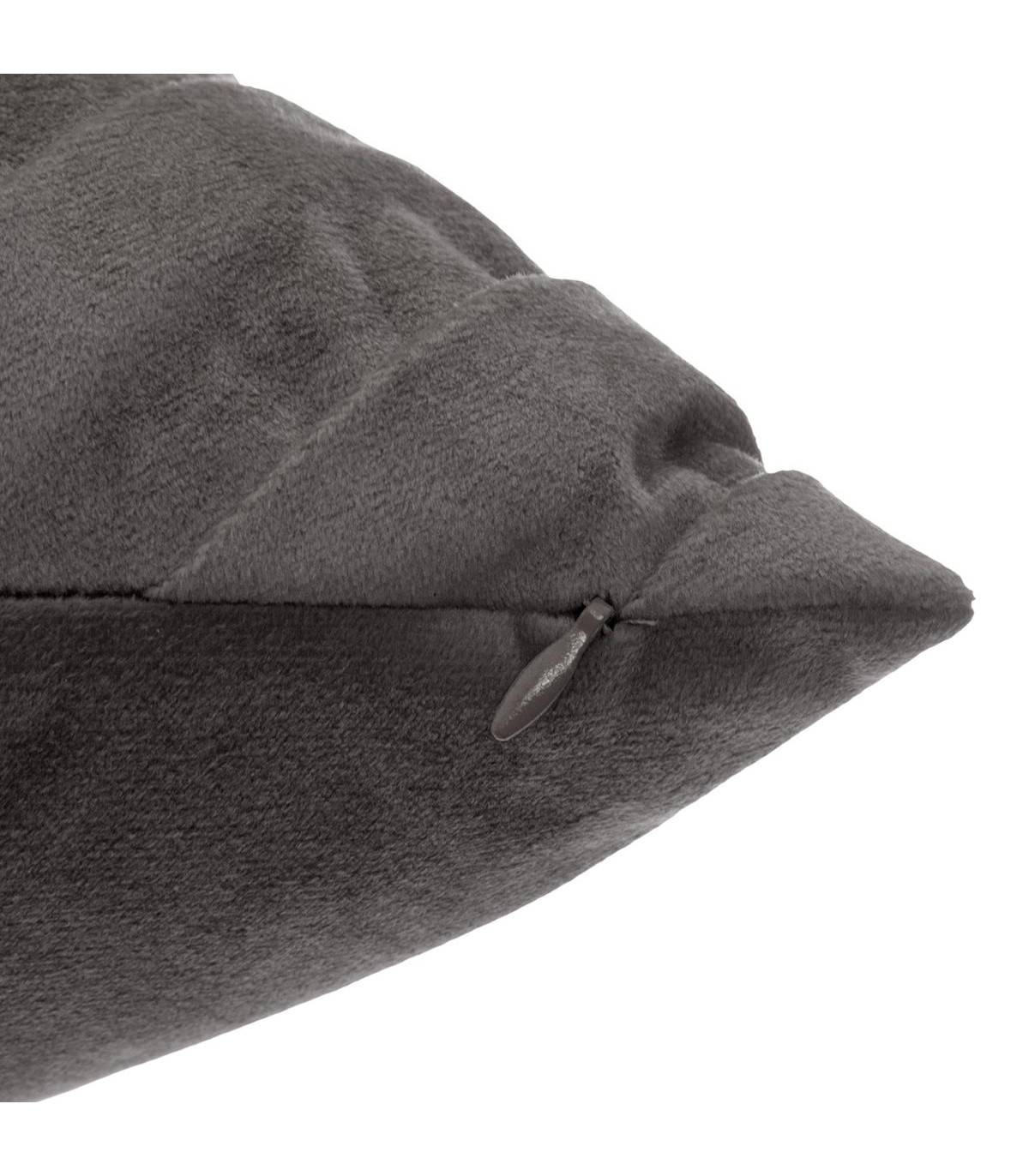 Atmosphera - Coussin déhoussable Velours tressé Gris foncé 40 x 40 cm - Image 3