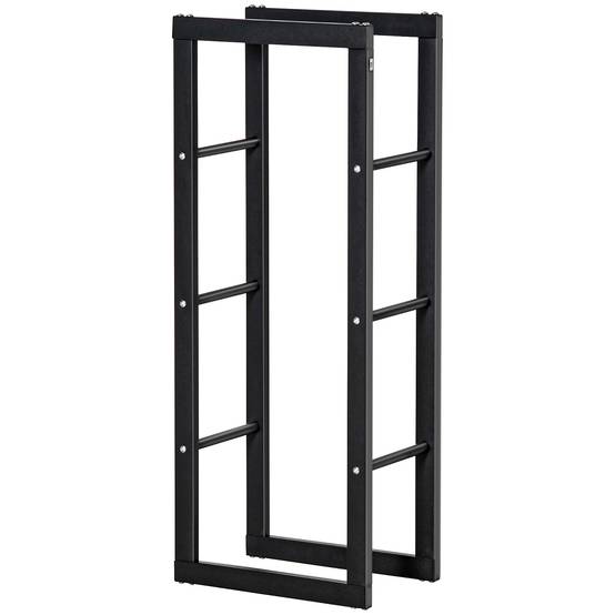 Range bûches Etagère porte bois de cheminée porte-bûches intérieur et extérieur charge max. 100 Kg dim. 40L x 25l x 100H cm métal noir - Image 2