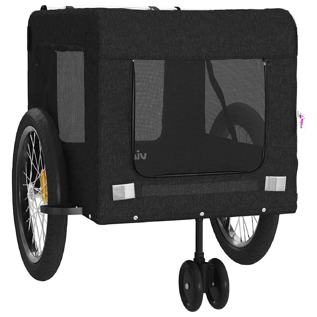 Remorque de vélo pour animaux fer et tissu Oxford noir 135 x 68.5 x 73.5 cm - PANGIVO - Image 6