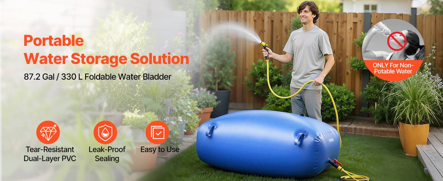 Vevor - VEVOR Réservoir d'Eau Souple Vessie de Stockage Eau Pliable 330 L PVC 1000D Bleu - Image 9