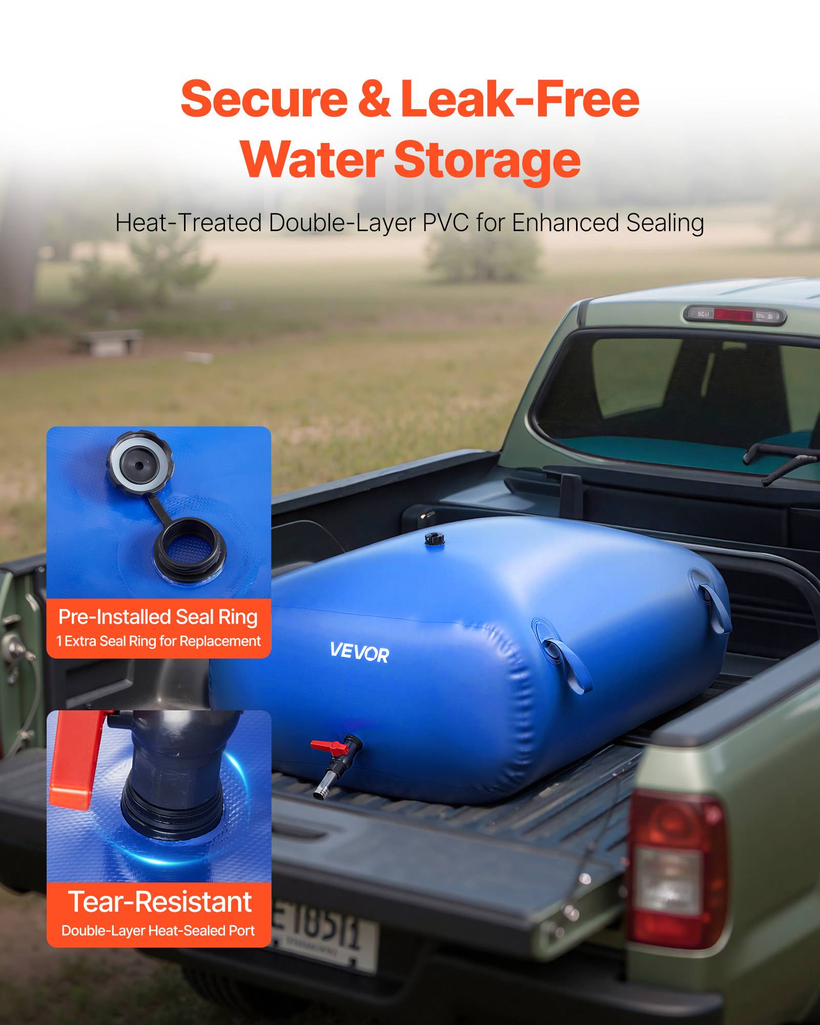 Vevor - VEVOR Réservoir d'Eau Souple Vessie de Stockage Eau Pliable 330 L PVC 1000D Bleu - Image 4