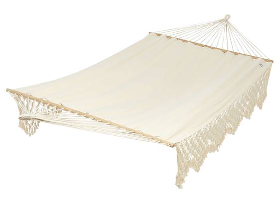 Jobek - Hamac SELEKT 375x170 cm en Pur Coton Écru à Franges certifié FSC 100% JOBEK - Image 1