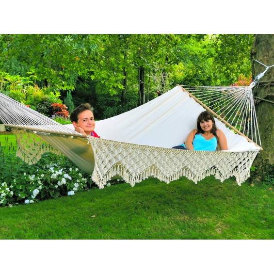 Jobek - Hamac SELEKT 375x170 cm en Pur Coton Écru à Franges certifié FSC 100% JOBEK - Image 4