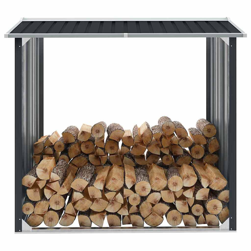 Abri à bûches Acier Galvanisé Design Moderne 172x91x154 cm Anthracite - ComfortXL Outdoor Living - Image 1