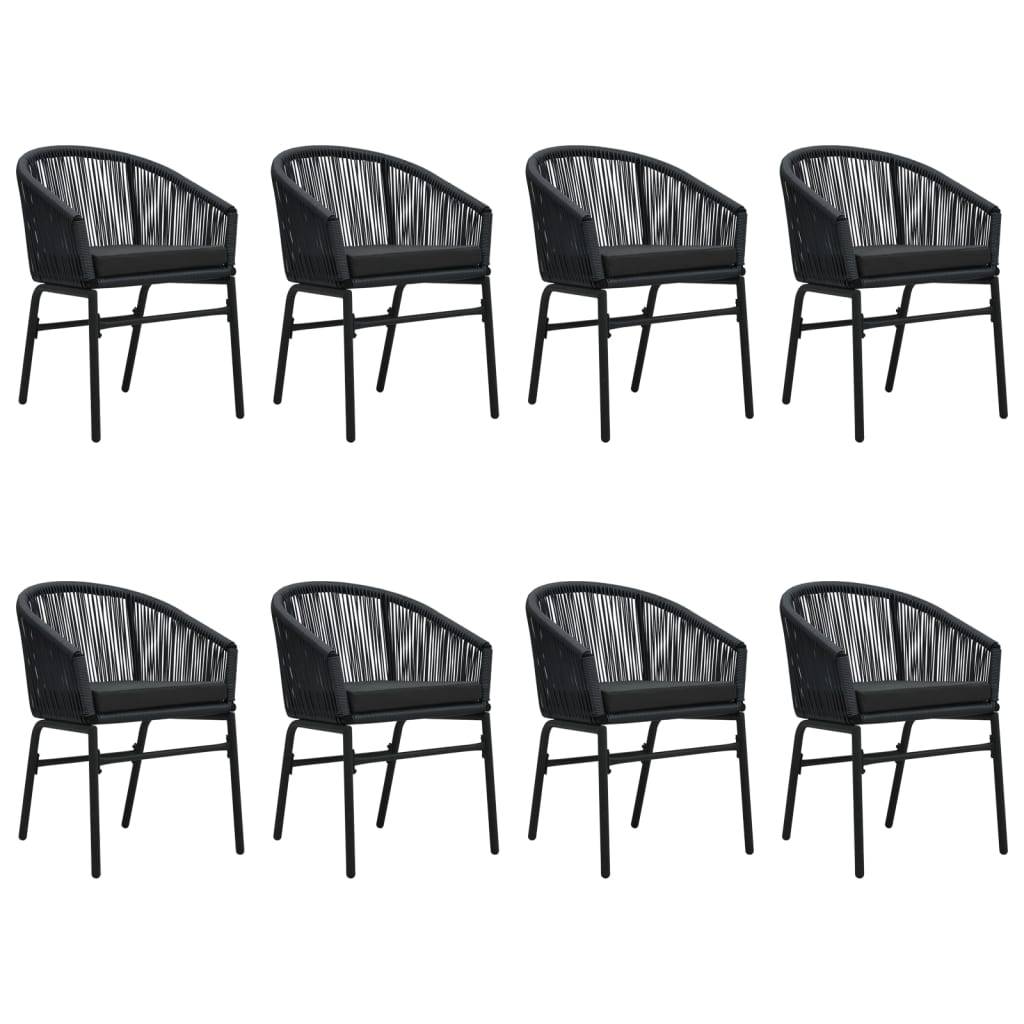Grand Salon de Jardin 8P 200cm Rotin PVC Coussins Inclus Noir – ComfortXL Outdoor Living - Image 3