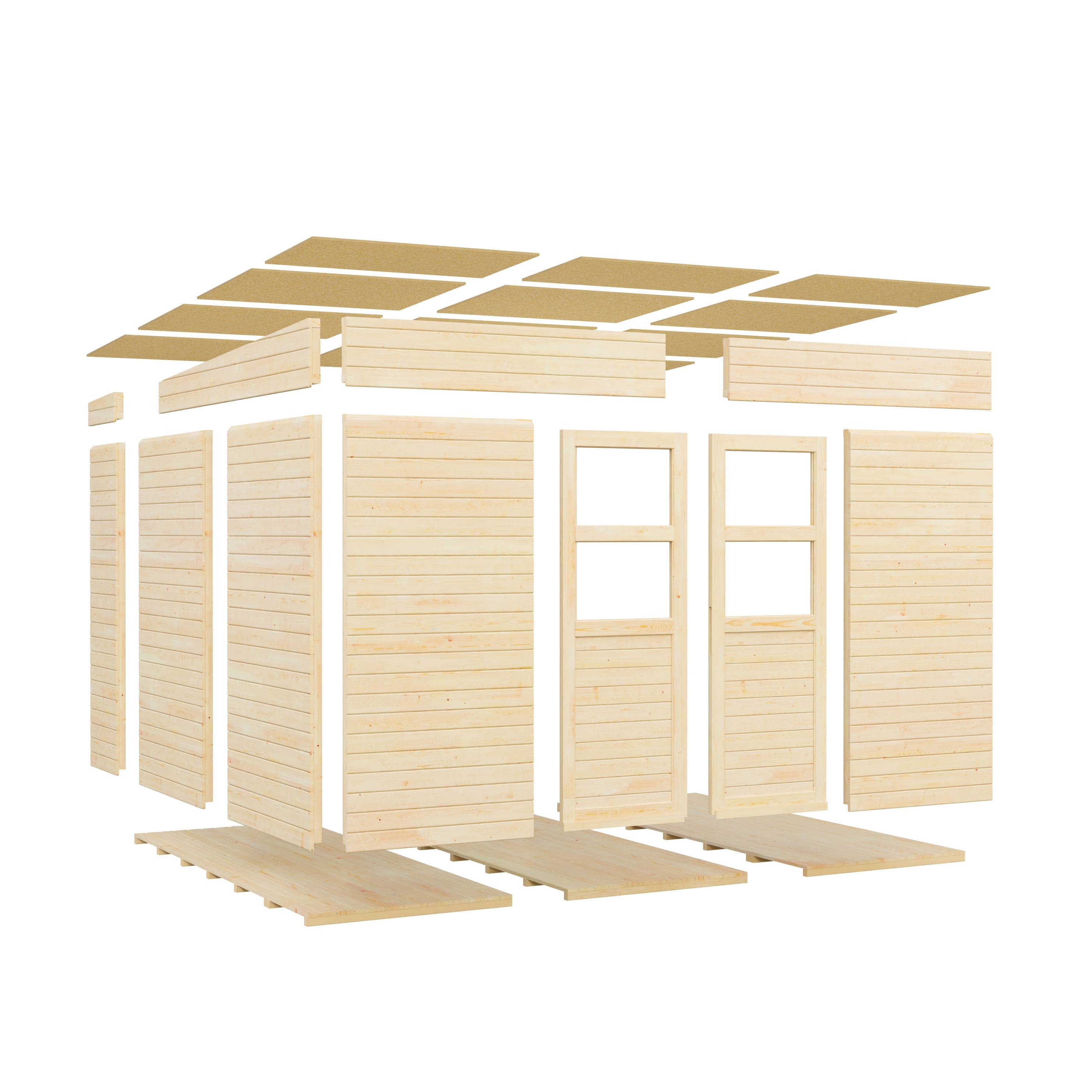 Abri de jardin bois Bertilo 19mm Baltrum 2 avec plancher 9,74m² NAT - Image 5