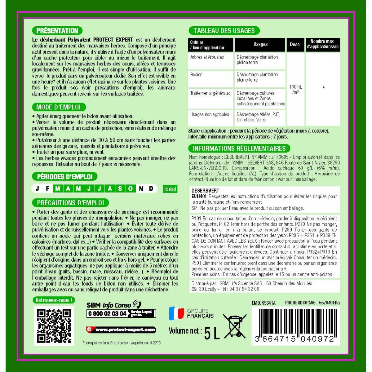 Protect Expert - PROTECT EXPERT - Désherbant Polyvalent Prêt-à-Verser 5L | Élimine Rapidement les Mauvaises Herbes | Format Économique - Image 2