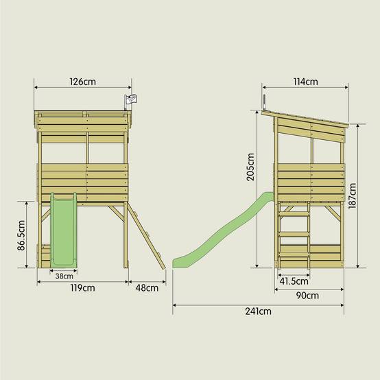 Cabane sur pilotis en bois FSC® avec toboggan vert pomme CIMES - Image 5