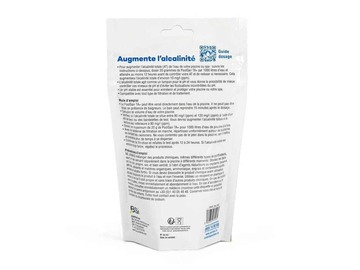 Poolsan - BSI - Pack - TA Plus - Poudre - Pour Augmenter l'Alcalinité De l'Eau Idéal Pour Piscine Et Spa - Pour Une Baignade Agréable - 800g - Image 2