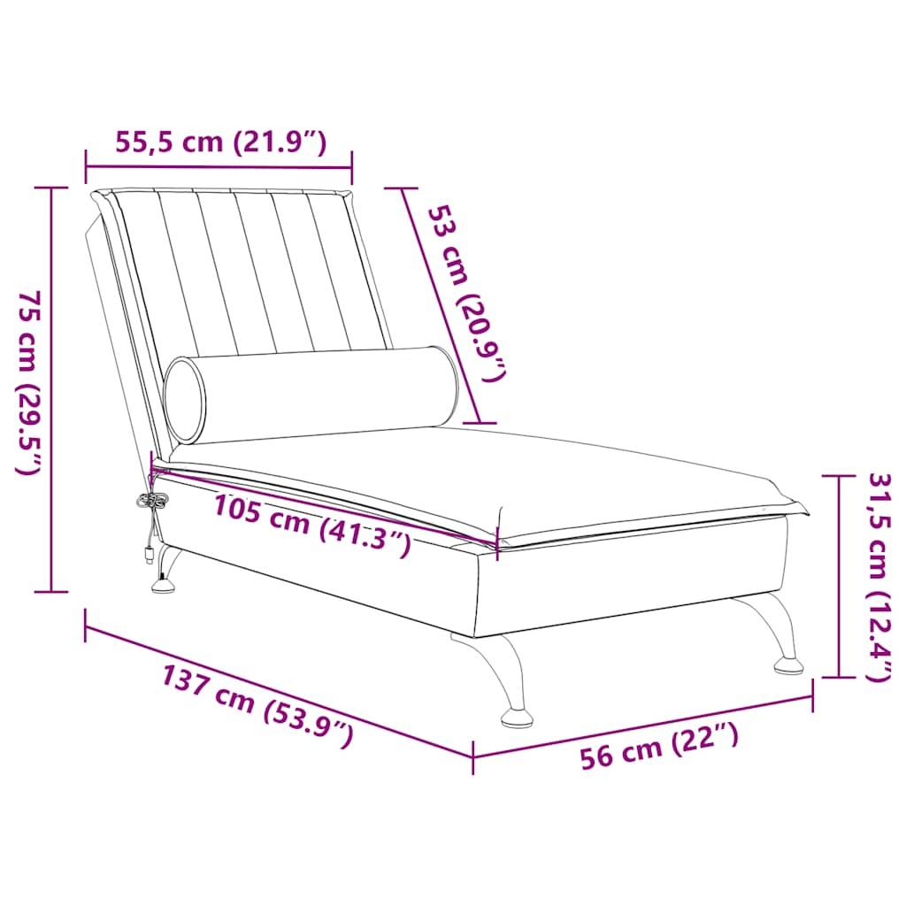 Maison Chic - Chaise longue | Transat | Bain de soleil de massage avec traversin rose velours - Image 10