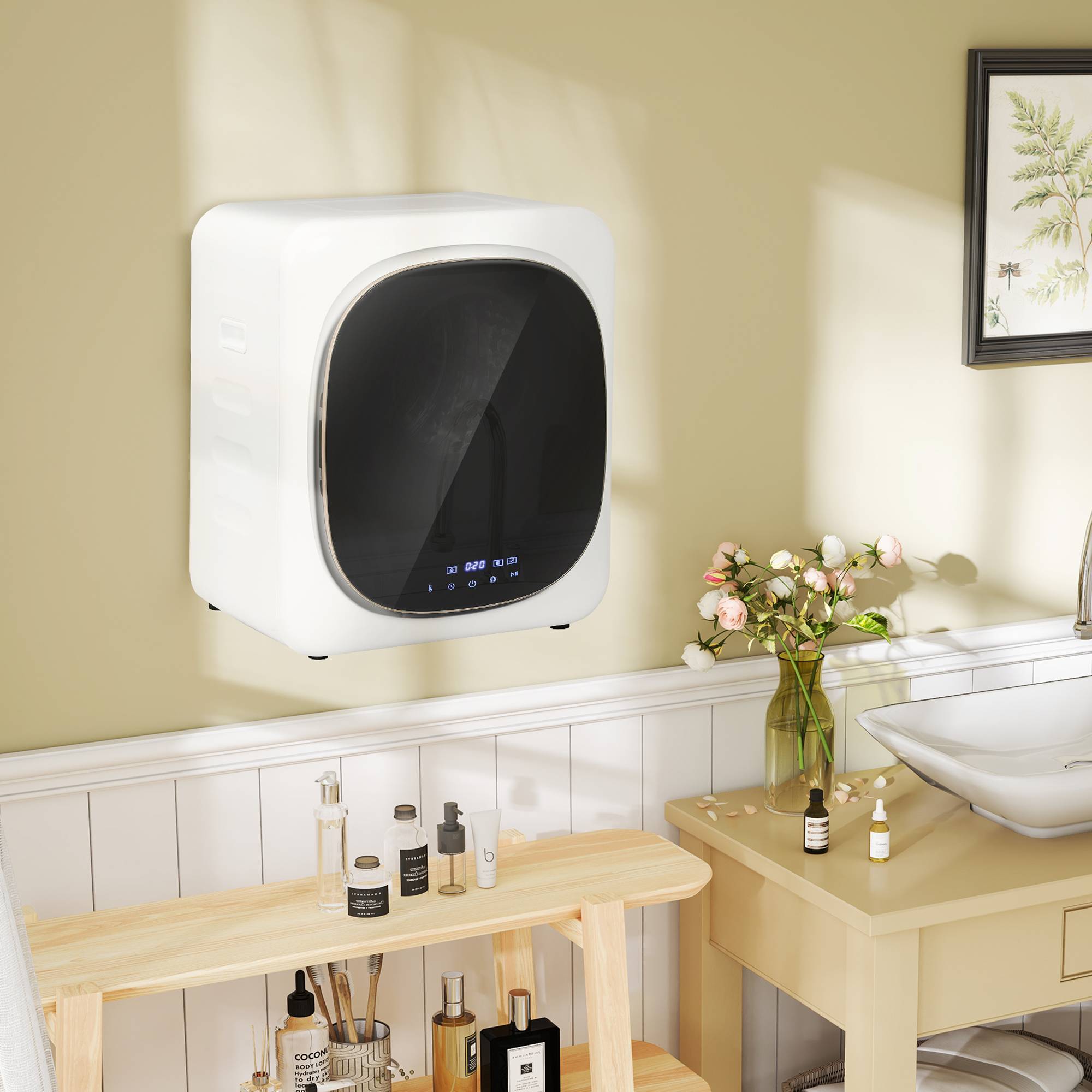 Sèche-linge à air 4kg minuterie et programmes intelligents, inox et ABS, 48x40x56 cm, blanc - Image 3