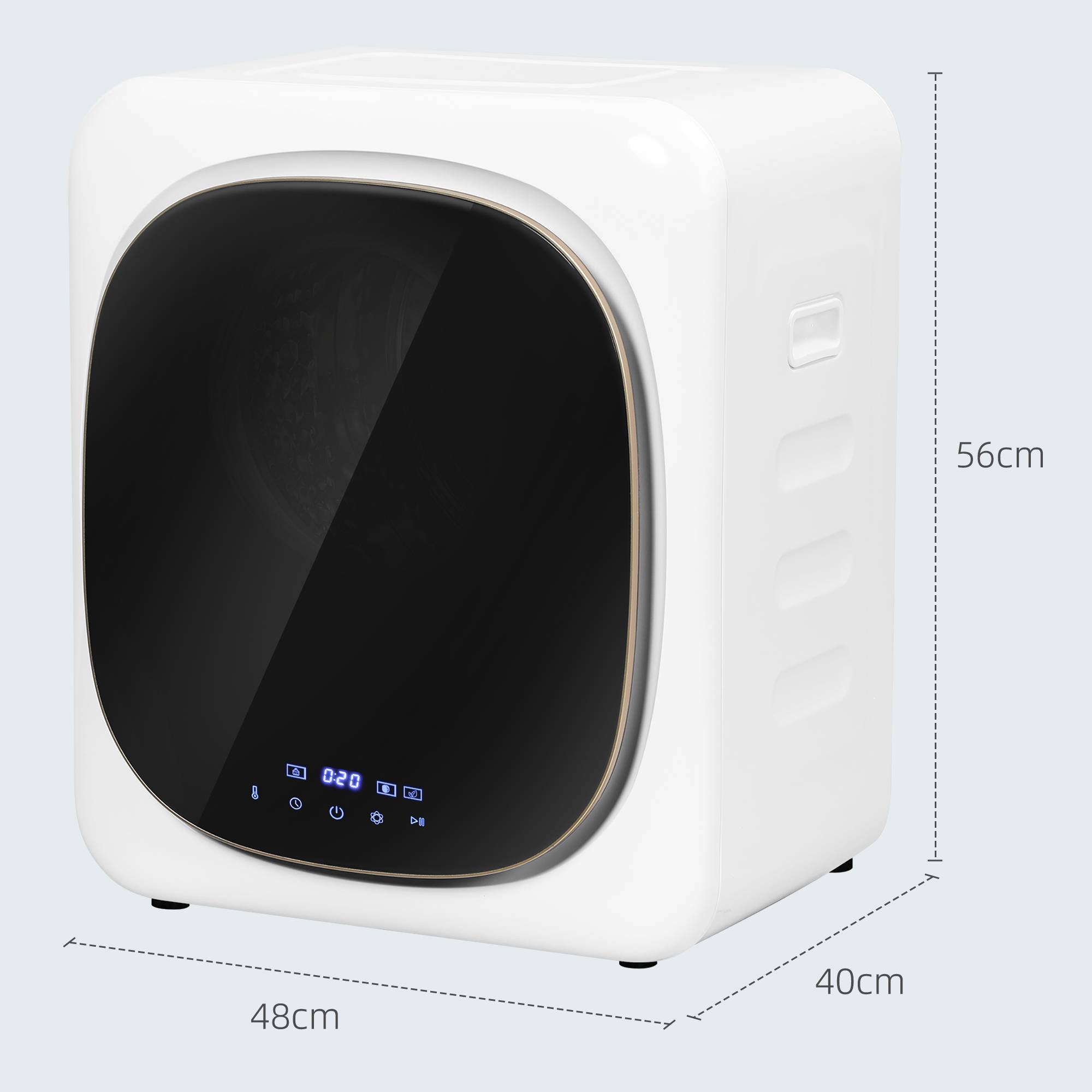 Sèche-linge à air 4kg minuterie et programmes intelligents, inox et ABS, 48x40x56 cm, blanc - Image 5