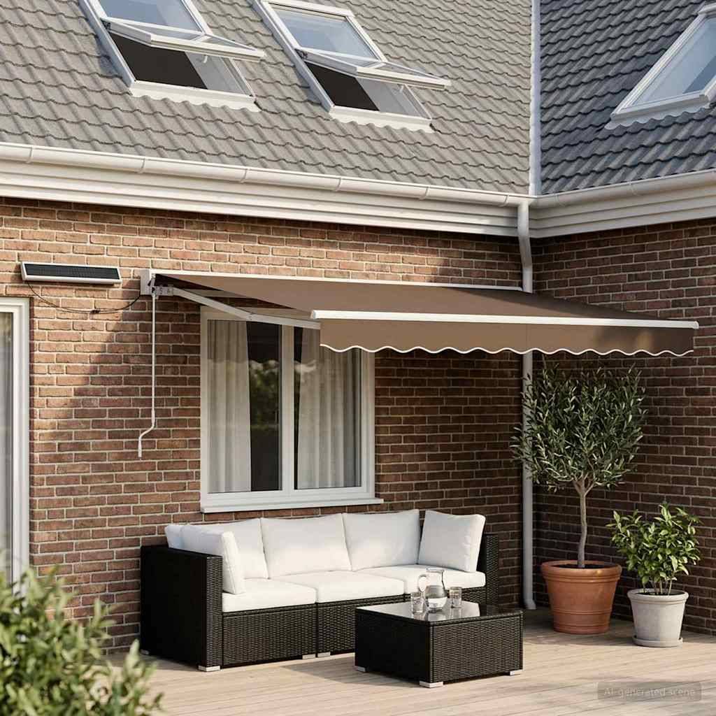 PANGIVO - Auvent rétractable électrique aluminium polyester taupe 350 x 250 cm - PANGIVO