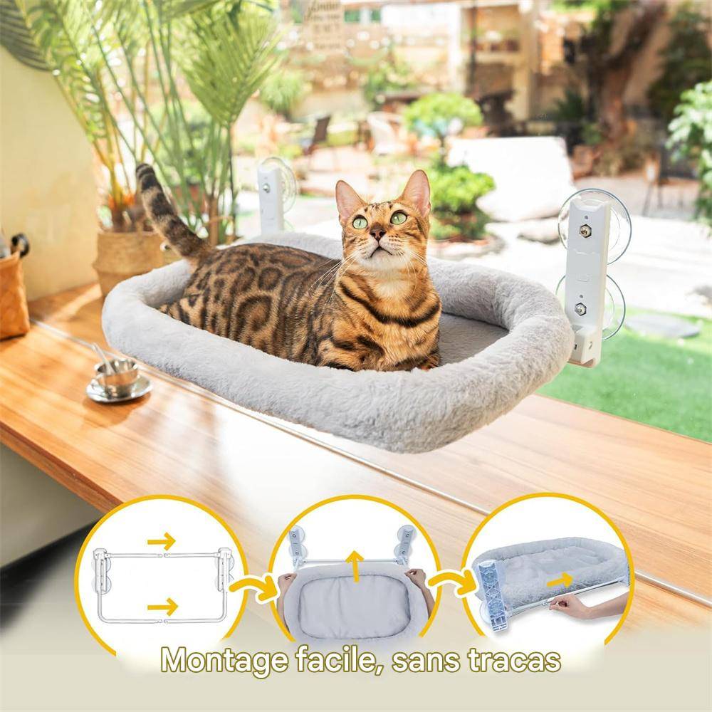 Lit mural en peluche pour chat, dimensions 40x30x14 cm, fixations ...