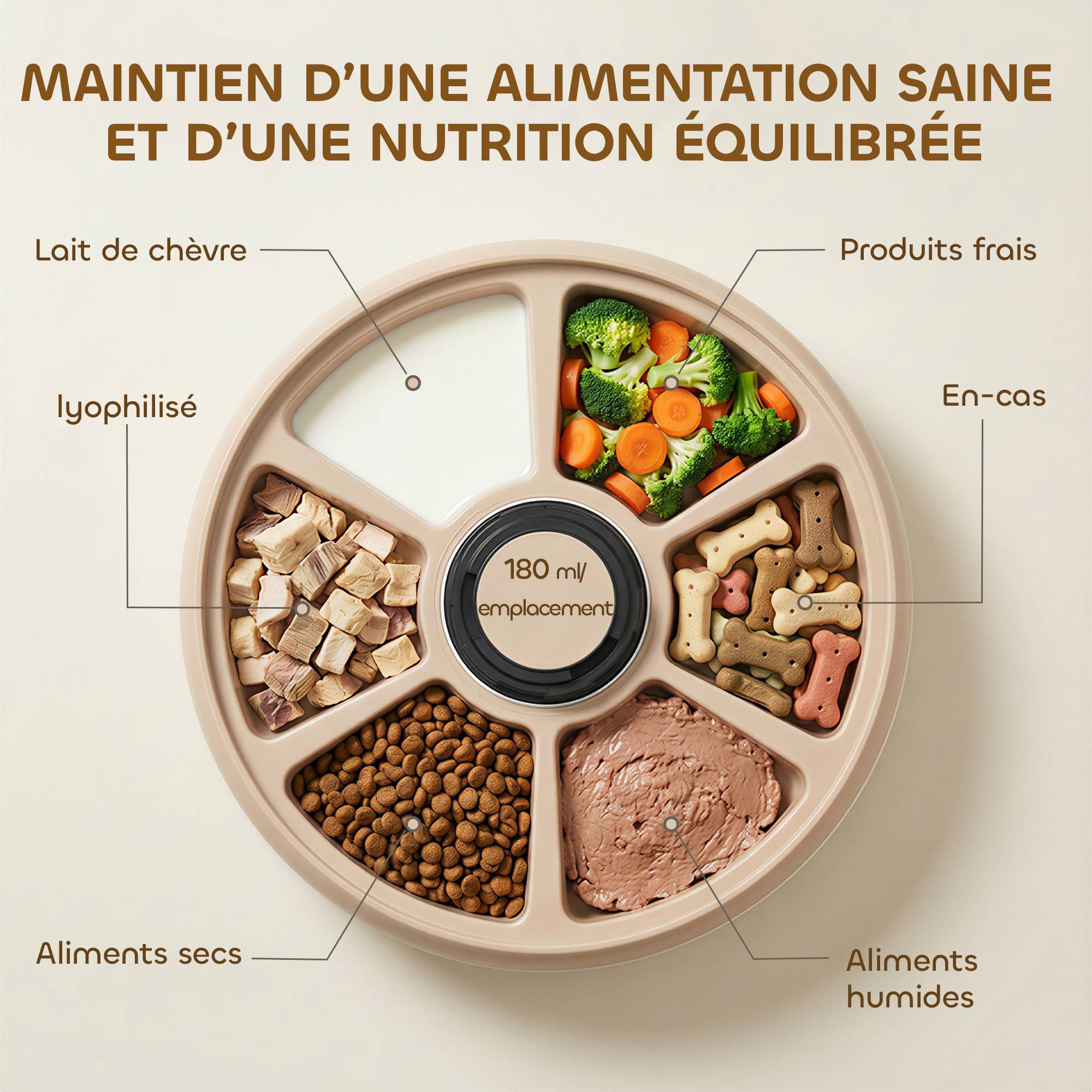 Sans Marque - Distributeur de Nourriture pour Animaux de Compagnie Distributeur Automatique 6 portions 31,5 x 31,5 x 8,3 cm blanc - Image 6
