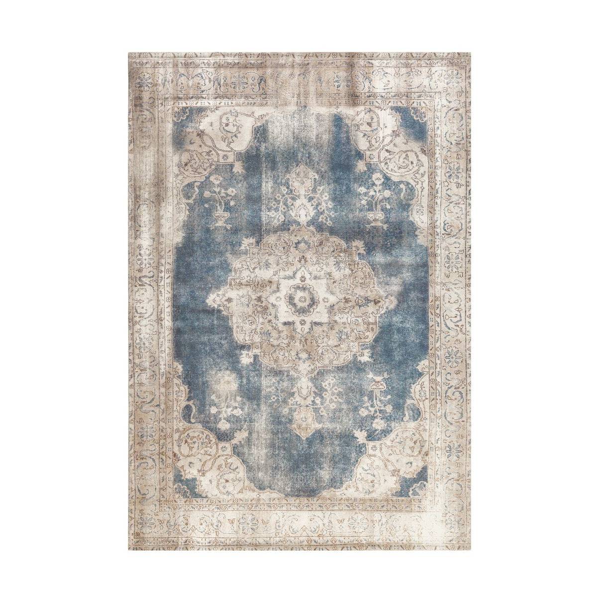 Tapis Imprimé Antique "Vintage" Beige & Bleu 200 x 290 cm - Image 1