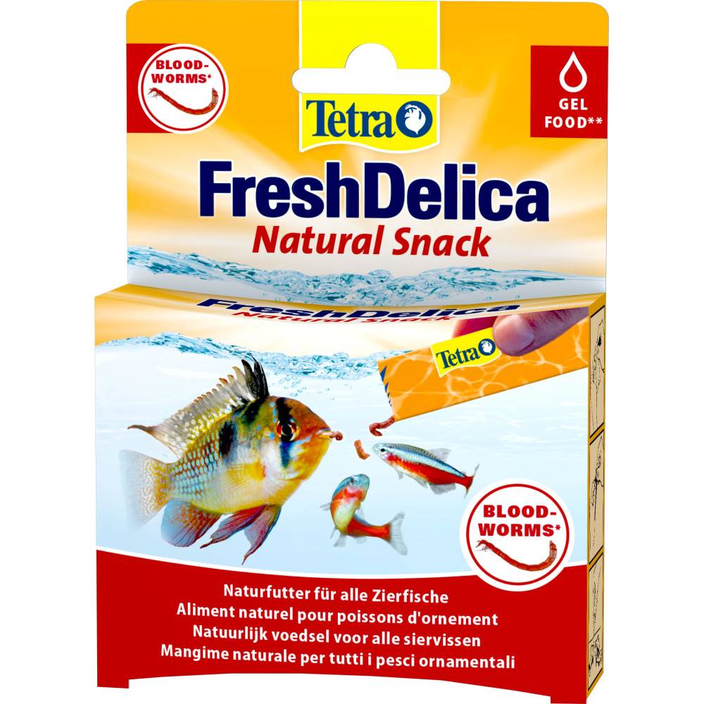 Tetra - Friandises Larves de moustiques "Blood-Worms" en gel 16 sticks de 3 g Fresh Delica nourriture pour Poissons d'ornement - Image 1