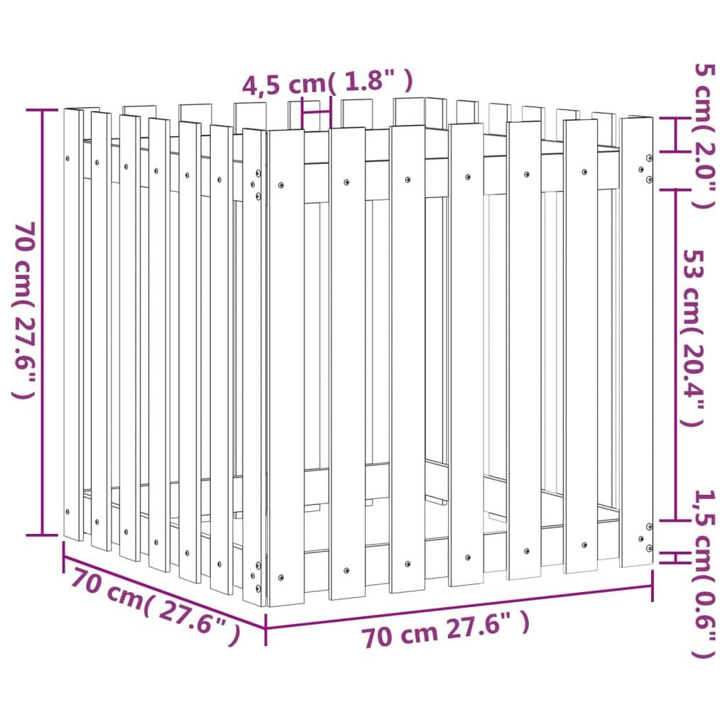 Vidaxl - Jardinière avec design de clôture noir 70x70x70 cm pin massif vidaXL 832464 - Image 3