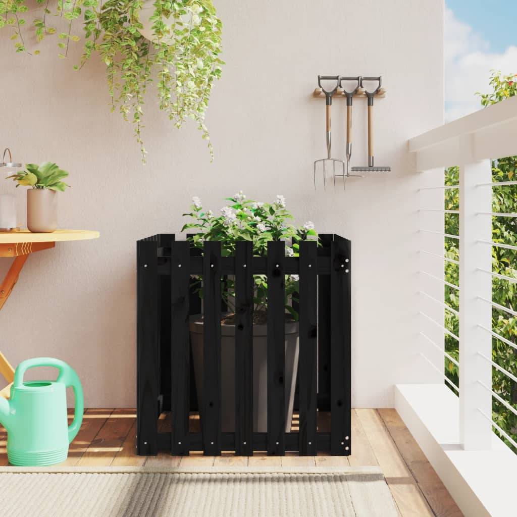 Vidaxl - Jardinière avec design de clôture noir 70x70x70 cm pin massif vidaXL 832464 - Image 1