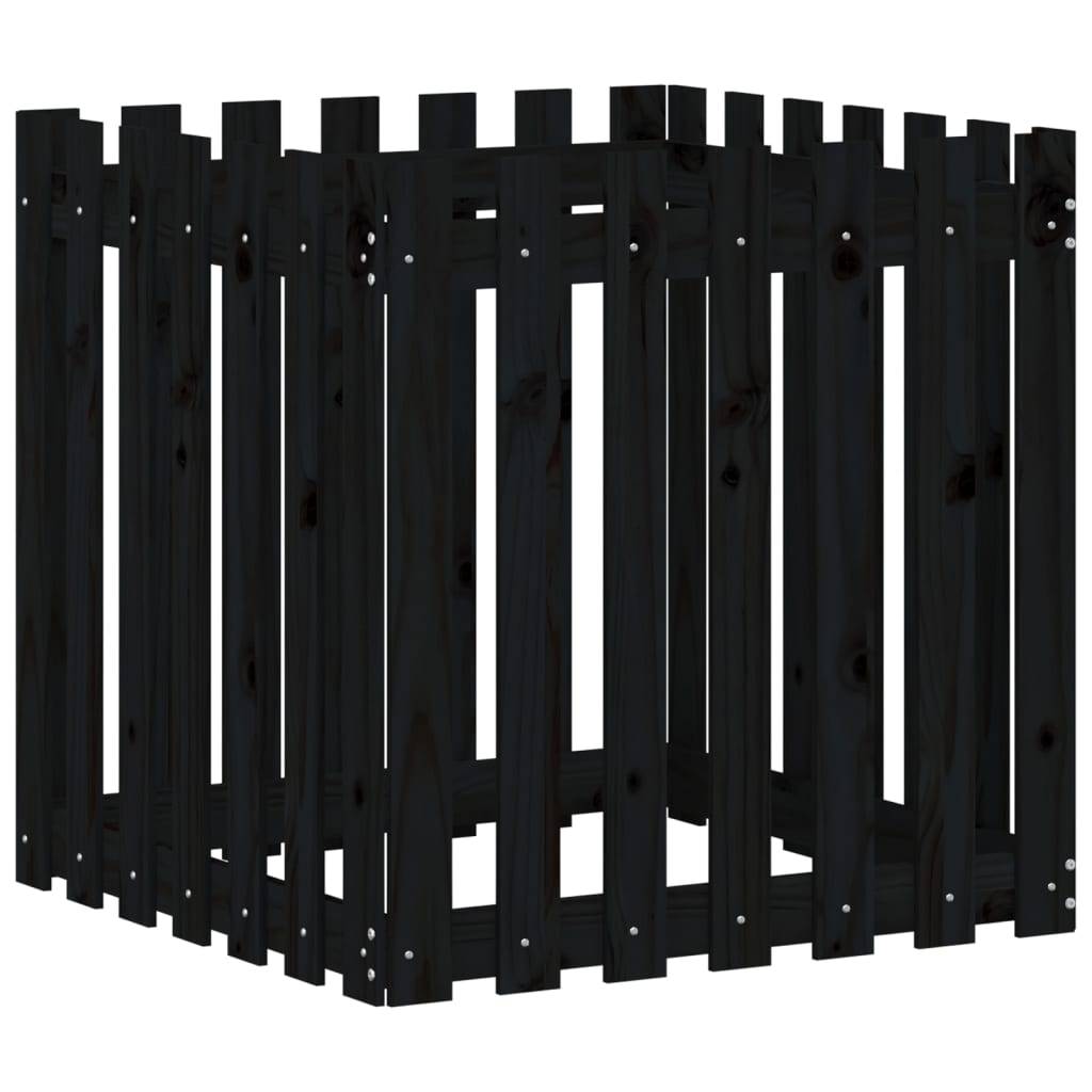 Vidaxl - Jardinière avec design de clôture noir 70x70x70 cm pin massif vidaXL 832464 - Image 2