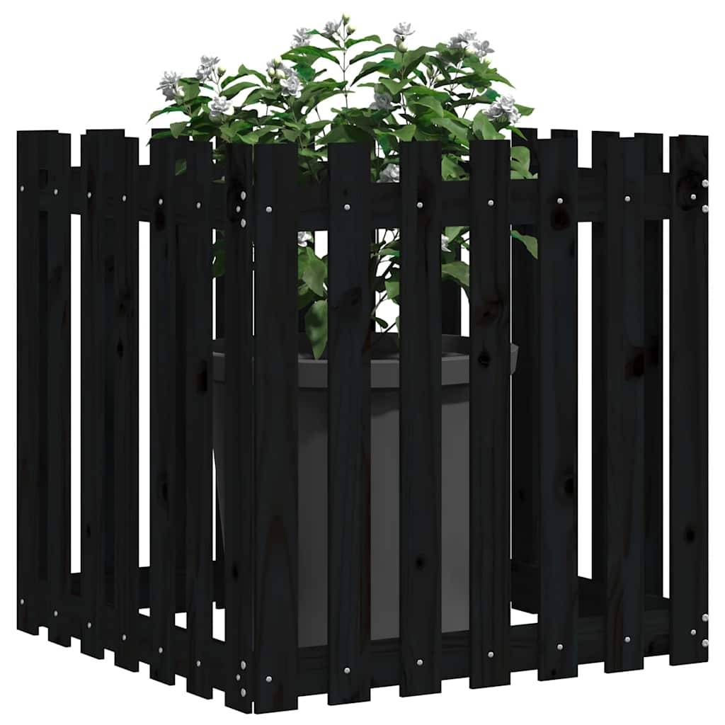 Vidaxl - Jardinière avec design de clôture noir 70x70x70 cm pin massif vidaXL 832464 - Image 7